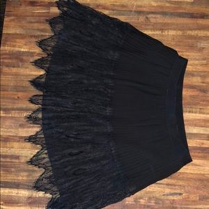 Black lace mini skirt